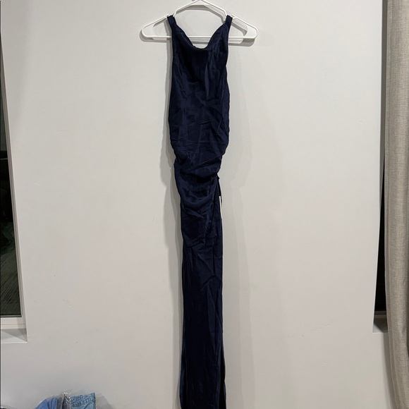 Reformation Anaiis Silk Dress Navy - Picture 5 of 8